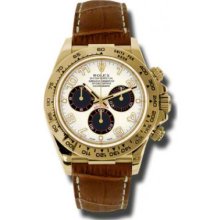 Rolex Watches Daytona Yellow Gold Leather Strap 116518 ibkbr