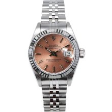 Rolex Women's Datejust Stainless Steel Fluted Custom Pink Index Dial