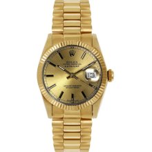 Rolex Women's President Midsize Fluted Champagne Index Dial