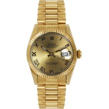 Rolex Women's President Midsize Fluted Champagne Roman Dial