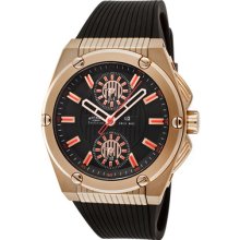 Rotary Men's Evolution Tz3 Black Dial Rose Gold Tone Ip Case Black Tex