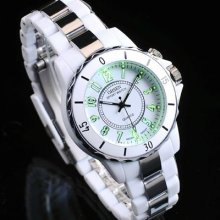 Rotatable Dial 7colors 8 Modes Backlights Silver Stainless Steel Quartz Watch