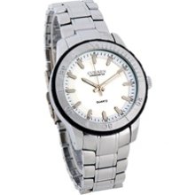 Round Dial Stainless Steel Band Analog Watch (White)