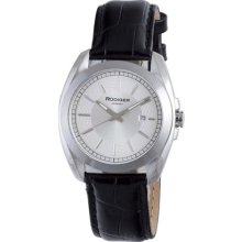 Rudiger Men's Dresden Black Leather Silver Dial Date Watch ...