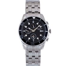 Rudiger Watches Men's Chemnitz Chronograph Black Dial Silver-Tone Stai