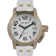 San Remo Ladies Watch with White Band and Gold Case ...