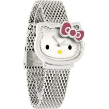 Sanrio Ladies Watch with Hello Kitty Case and Silvertone Mesh Band