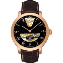 Sculpture Line Men's Black Rose Gold Mechanical Gold Watch