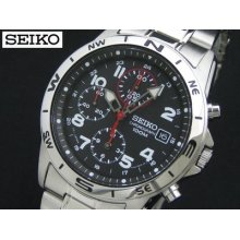 Seiko 1/20 Sec. Chronograph Men's Watch Black Snd375p1