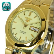 Seiko 5 Gold Tone Men's Auto Lumibrite Face Snke26j1