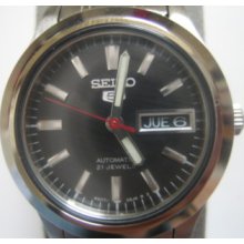 Seiko 5 Lady's Automatic Watch All Stainless S 21jewels Original Black Dial