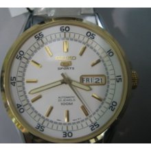 Seiko 5 Sports Original Japan Men's Watch Automatic 23 Jewels Stainless Two Tone