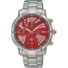 Seiko Chronograph For Her Watch W/ Red Dial