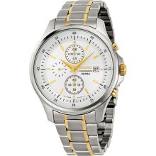 Seiko Chronograph Silver Dial Two-tone Stainless Steel Mens Watch Snde23