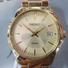 Seiko Japan Men's Watch Quartz All Stainless S Gold Hardlex Original Edition