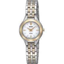 Seiko Ladies Two Tone Dress White Dial Solar Quartz SUP004