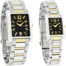 Seiko Matching Mens & Ladies Set Two Tone Quartz Watch SUJG15 & SKK701 $590 New