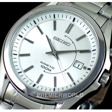 Seiko Men Kinetic Indicator Steel Watch 100m Ska519p1