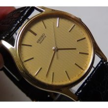 Seiko Men's Gold Quartz Unique Dial Ultra Thin Watch $395