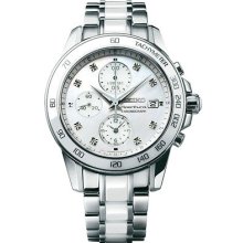 Seiko Sndx95 Sportura Diamond Chronograph Mother Of Pearl Dial Ceramic Watch