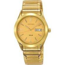 Seiko SNE058 Men's Gold Tone Expansion Band Solar Watch ...