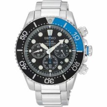 Seiko Solar Divers Black Dial Stainless Steel Mens Watch SSC017 ...