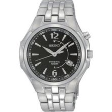 Seiko Watch, Mens Kinetic Stainless Steel Bracelet 39mm SKA515