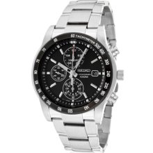 Seiko Watches Men's White Dial Black Stainless Steel Stainless Steel