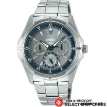 Seiko Wired Curve Hardlex Solar Men's Agad035 Silver X Silver Watch