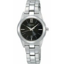 Seiko Women`s Silver Stainless Steel Watch W/ Black Face