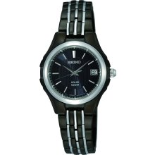 Seiko Womens Solar Stainless Watch - Black Bracelet - Black Dial - SUT041