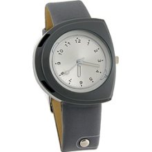 Semi-circular Dial PU Leather Watchband Kids' Wrist Watch (Silver)