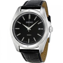 SGEF81P SGEF81P2 SGEF81 Seiko Black Leather Dress Quartz Watch