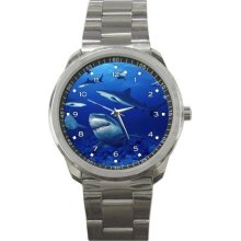 Sharks Deep Blue Sea Quality Stainless Steel Gift Watch