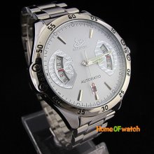 Shenhua White Dial Stainless Steel Automatic Mechanical Calendar Men's Watch