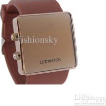 Shipping. Wholesales Fashion Silicone Led Mirror Watch Lady Men Digi