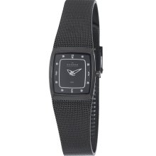 Skagen 380XSBB1 Crystal Accented Black Dial Black Steel Women's Watch