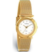 Skagen Classic Ladies Mesh Gold Tone White Face 107SGGD