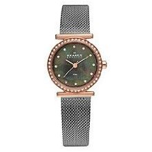 Skagen Denmark Womens Watch Charcoal & Rosegold Steel Watch 108srm