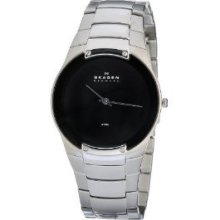 Skagen Men's 861xlsxb Skagen Denmark Silver Steel Link & Black Dial Watch