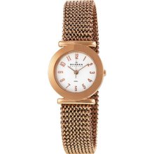 Skagen Rose Gold Tone Stretch Mesh Ladies Watch 107srr1