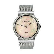 Skagen Women's 644lss Crystal Accented Mesh Stainless Steel Ultra Thin Watch