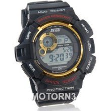 Skmei 0914 Water Resistant Dual-movement Unisex Digital Watch (Coffee