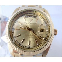 Sm. Mens Ladies Yves Camani Yaards Yc1024-a Gold Steel Precision Fashion Watch