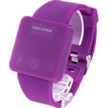 Smart Led Digital Unisex Girl Boy Kid Touchscreen Wrist Watch Purple Rubber