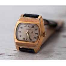 Soviet watch Russian watch Men watch Mechanical watch men's wrist USSR Vintage- gold plated - big 