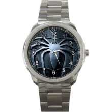 Spiderman Logo Sport Metal Watch Mw117 - Metal - Gray - cartoon