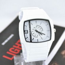 Sport Quartz Hours Plastic Analog Men Women Ladies Stylish Wrist Watch White