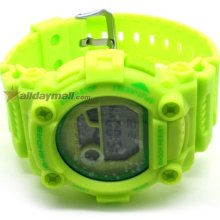 Sporty Single Movement Digital Stop Watch with Night Light - Green