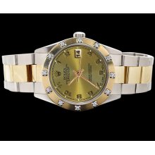 SS & yellow gold oyster bracelet datejust watch champagne Arabic dial rolex